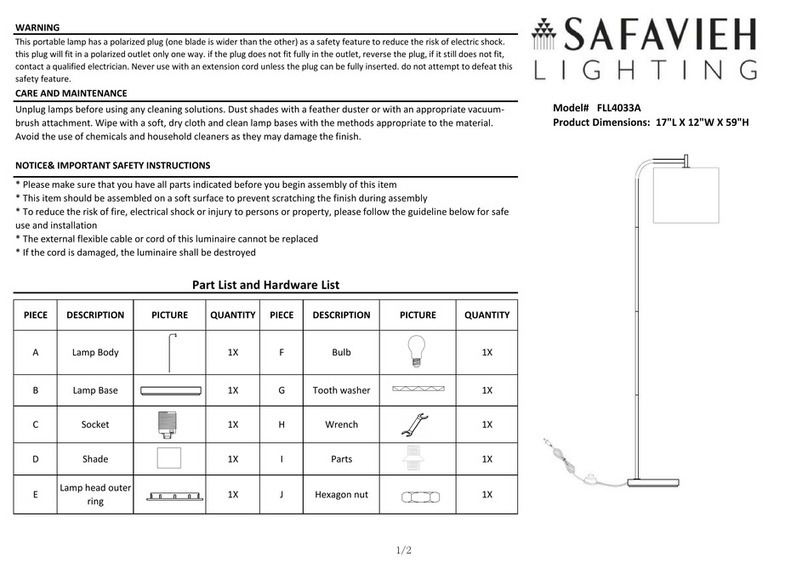 Safavieh Lighting RAFIN FLL4033A manual