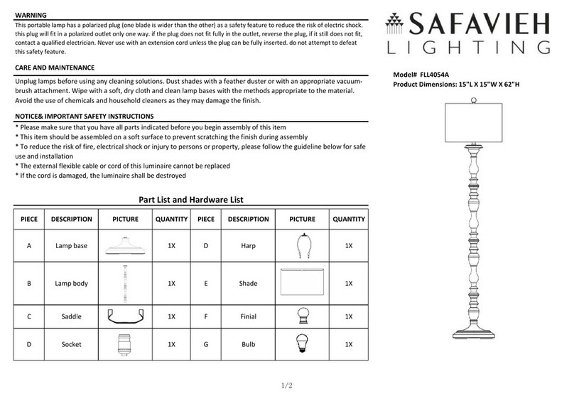 Safavieh Lighting WILHELMINA FLL4054A User manual