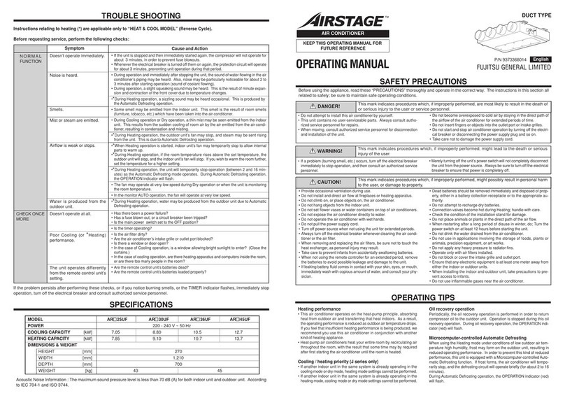 Fujitsu AIRSTAGE AR 25UF Series User manual