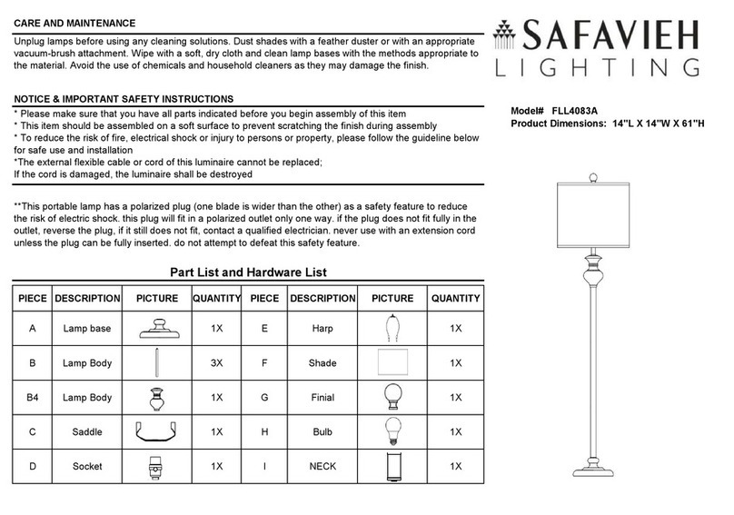 Safavieh Lighting ERLAN FLL4083A User manual