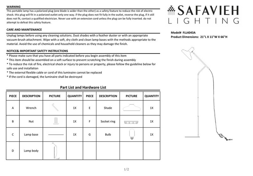 Safavieh Lighting AMIA FLL4043A User manual
