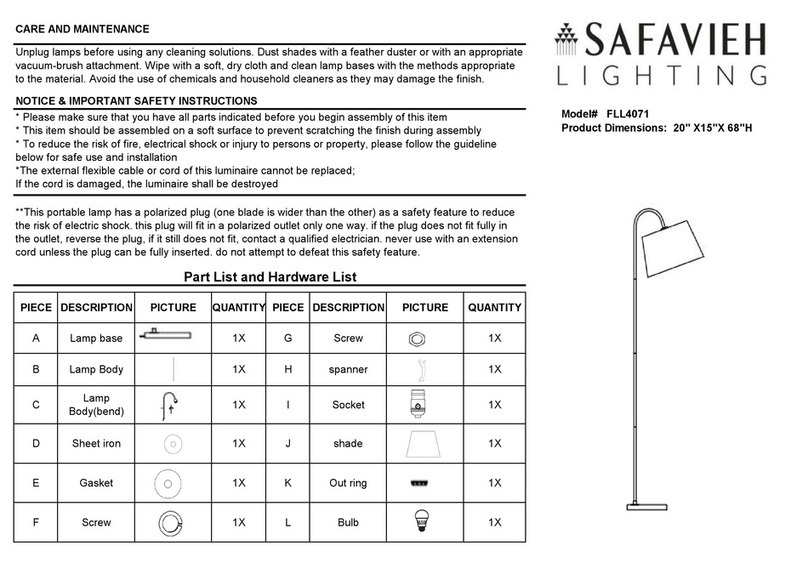 Safavieh Lighting DACEY FLL4071 manual Safavieh Lighting DACEY FLL4071 manual