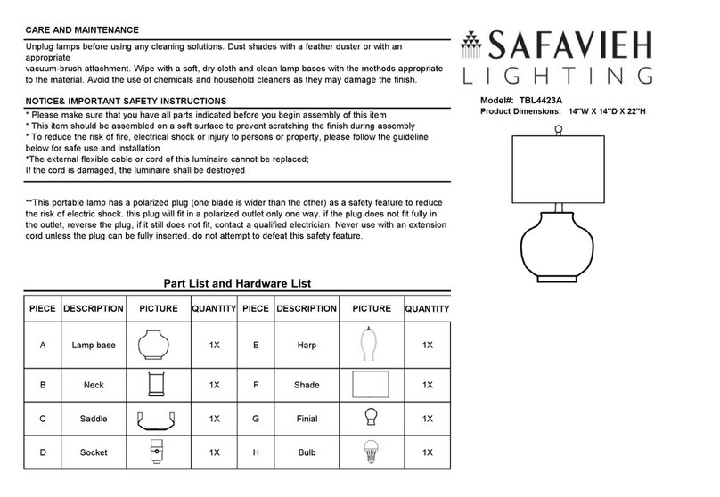 Safavieh Lighting HEMPER TBL4423A User manual Safavieh Lighting HEMPER TBL4423A User manual