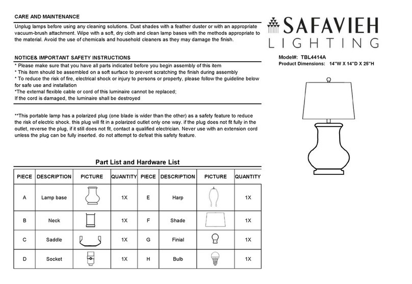Safavieh Lighting EMBERSON TBL4414A manual Safavieh Lighting EMBERSON TBL4414A manual