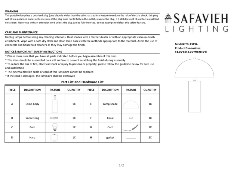 Safavieh Lighting IRIA TBL4319A manual