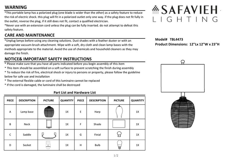 Safavieh Lighting OROYA TBL4473 User manual