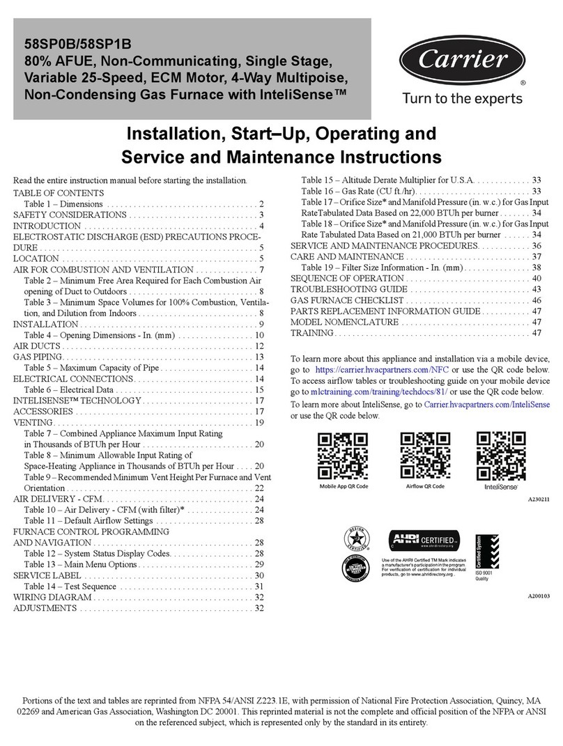 Carrier 58SP0B Installation, start-up, operating and service and maintenance instructions