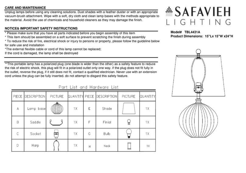 Safavieh Lighting PAPEN TBL4431A User manual