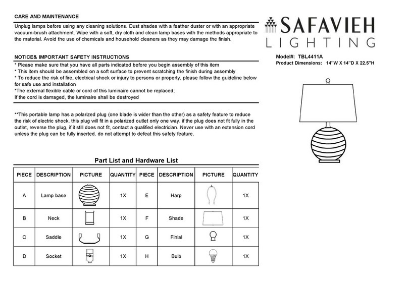Safavieh Lighting WEMBLI TBL4411A manual