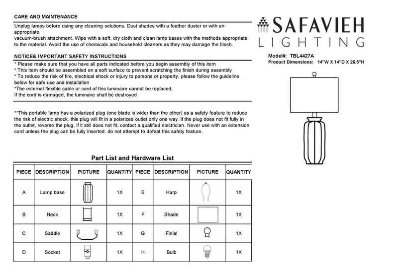 Safavieh Lighting CANDRI TBL4427A User manual