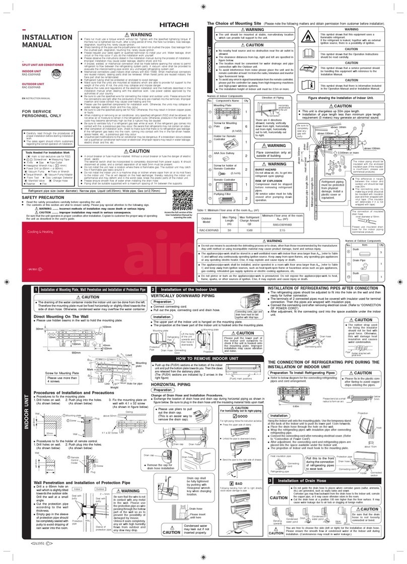 Hitachi RAS-E60YHAB User manual