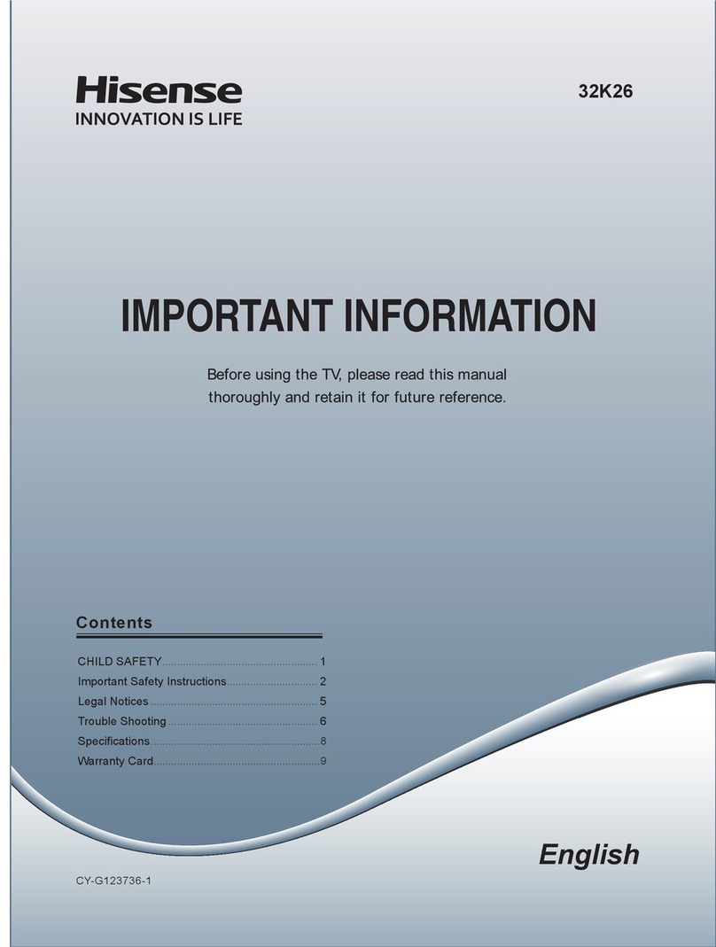 Hisense 32K26 Important information
