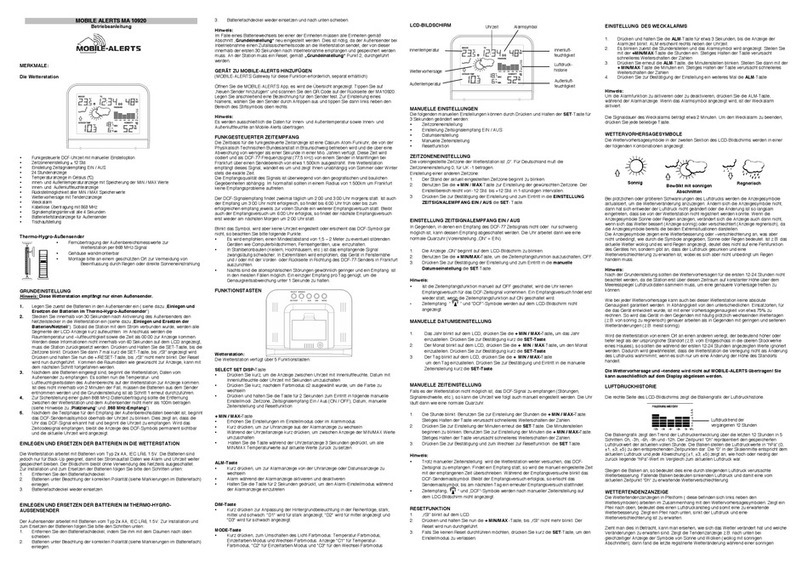 Technoline Mobile Alerts MA 10920 User manual Technoline Mobile Alerts MA 10920 User manual