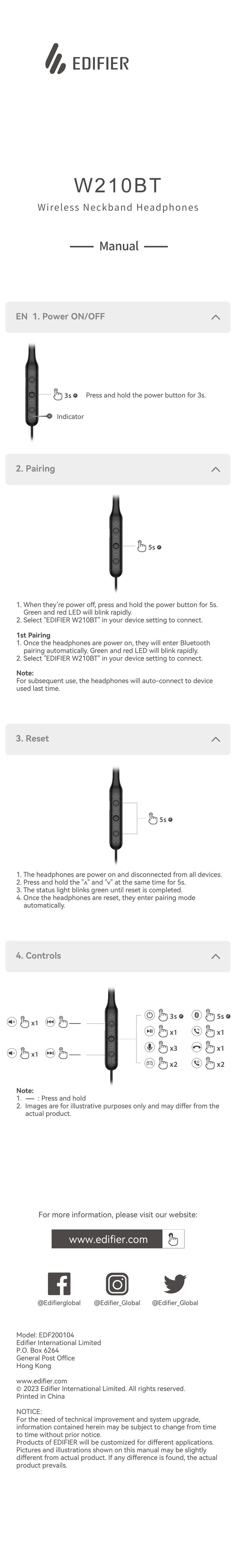 EDIFIER W210BT User manual