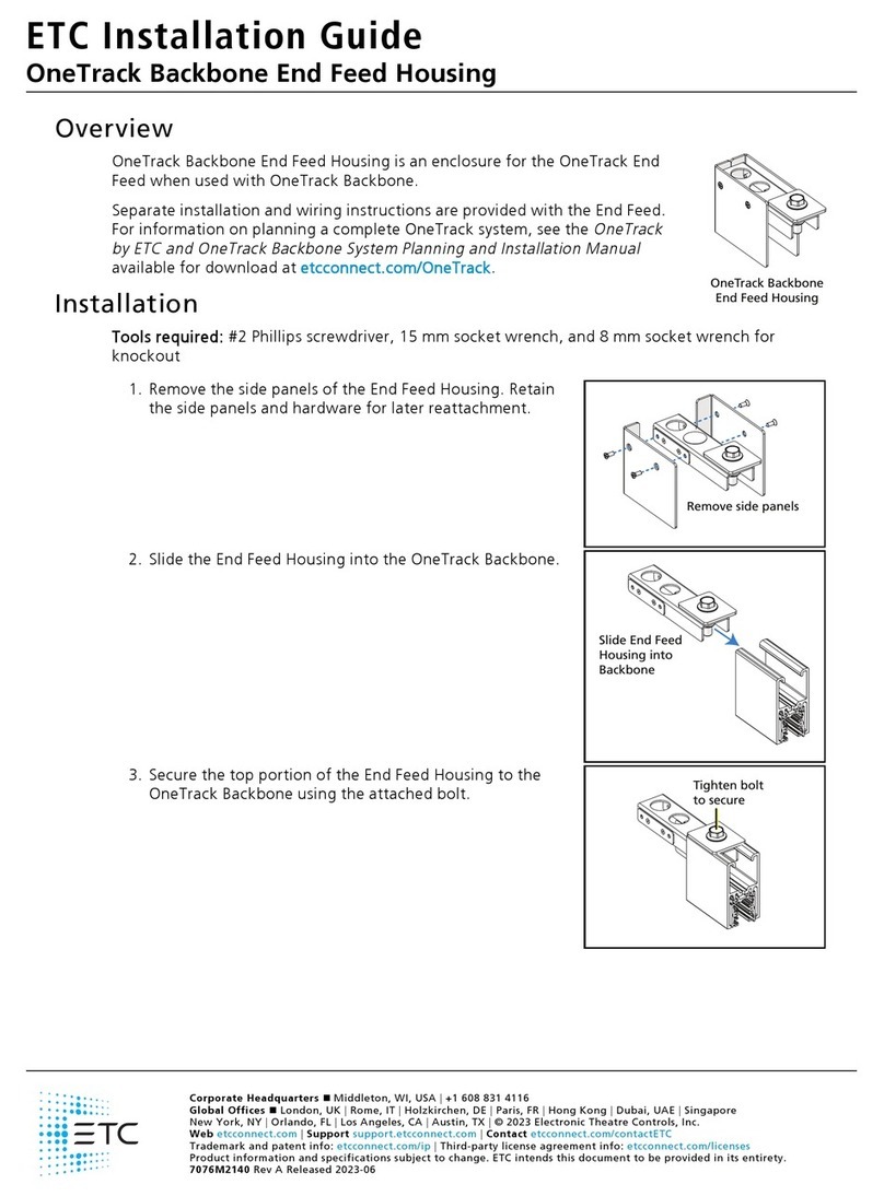 ETC OneTrack Backbone End Feed Housing User manual ETC OneTrack Backbone End Feed Housing User manual