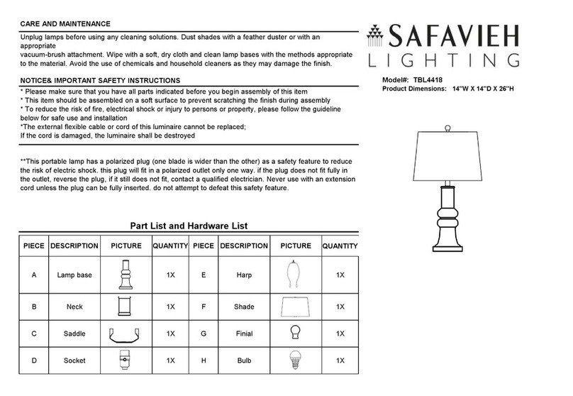 Safavieh Lighting LAMBER TBL4418 manual