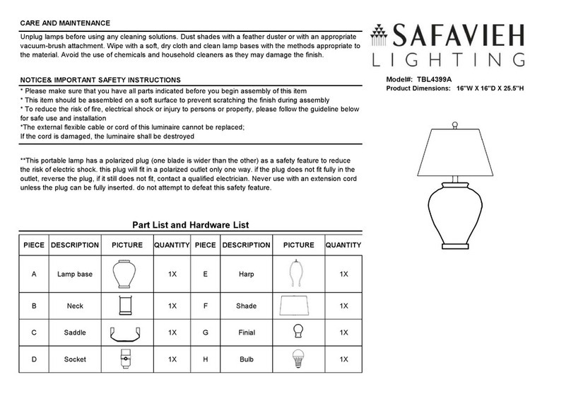 Safavieh Lighting LERMA TBL4399A User manual Safavieh Lighting LERMA TBL4399A User manual
