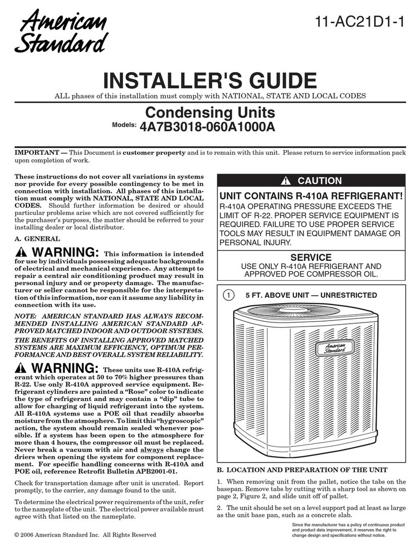 American Standard 4A7B3018-060A1000A Installer's guide