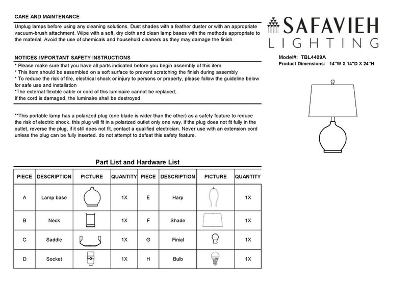 Safavieh Lighting KREMP TBL4409A manual