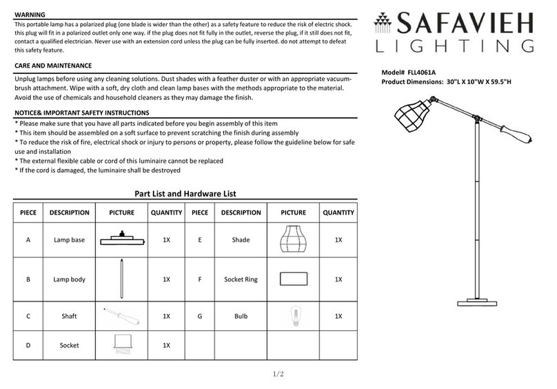 Safavieh Lighting BRICE FLL4061A manual