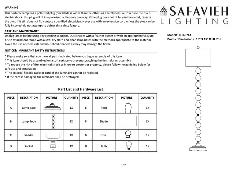 Safavieh Lighting CACE FLL4074A manual