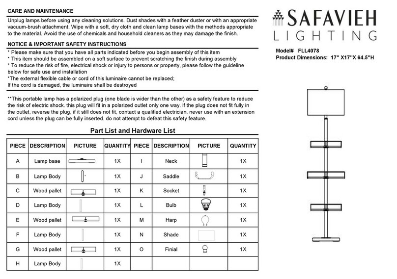 Safavieh Lighting BELLO FLL4078 manual