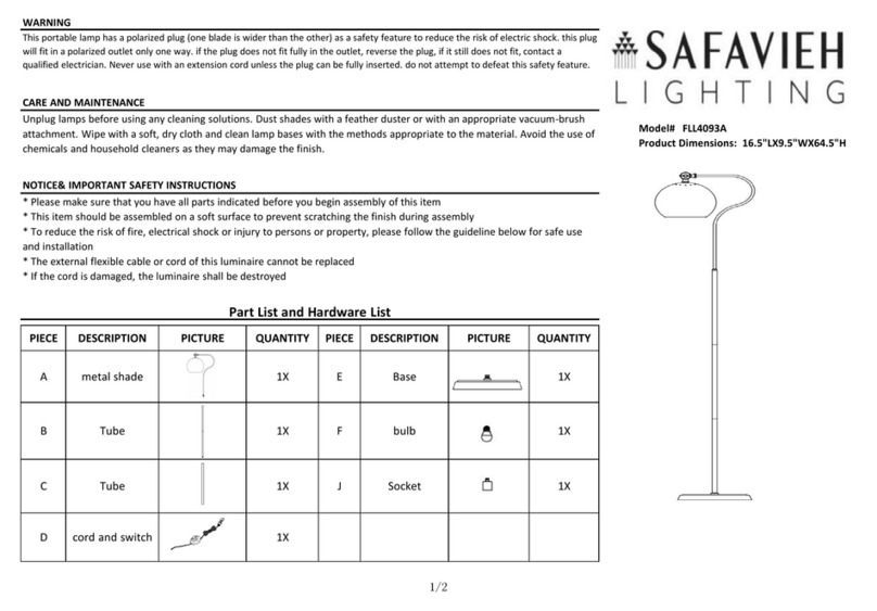 Safavieh Lighting ELIJAH IRON FLL4093A manual