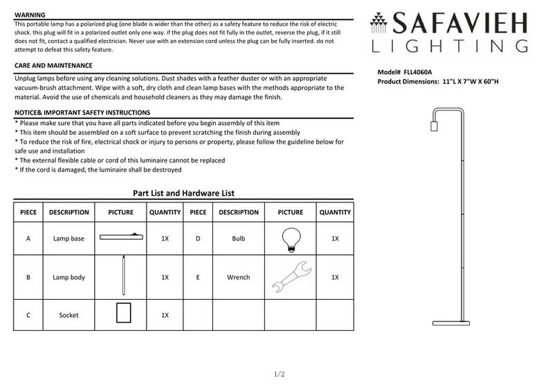 Safavieh Lighting BRAN FLL4060A User manual Safavieh Lighting BRAN FLL4060A User manual