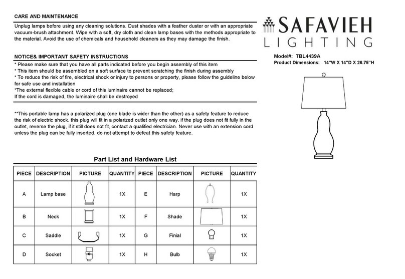 Safavieh Lighting ROGAN TBL4439A manual