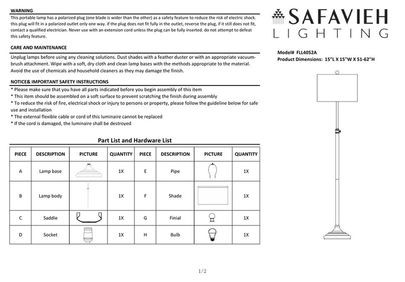 Safavieh Lighting LEELAND FLL4052A User manual Safavieh Lighting LEELAND FLL4052A User manual