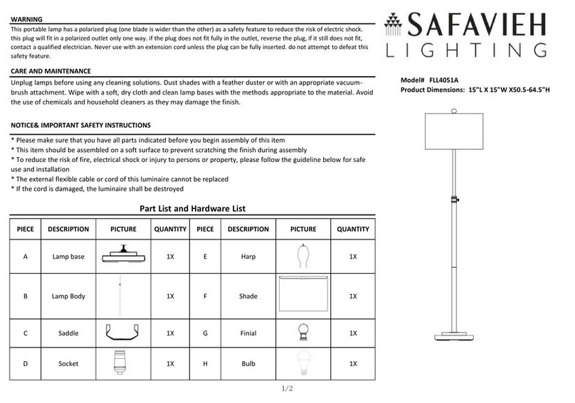 Safavieh Lighting PIERSON FLL4051A User manual