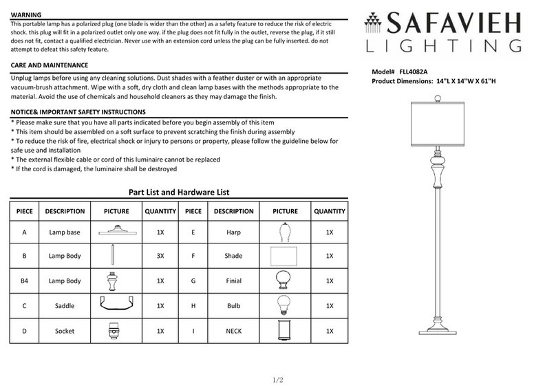 Safavieh Lighting NORLA FLL4082A User manual