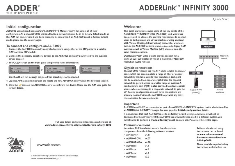 ADDER ADDERLink INFINITY 3000 User manual