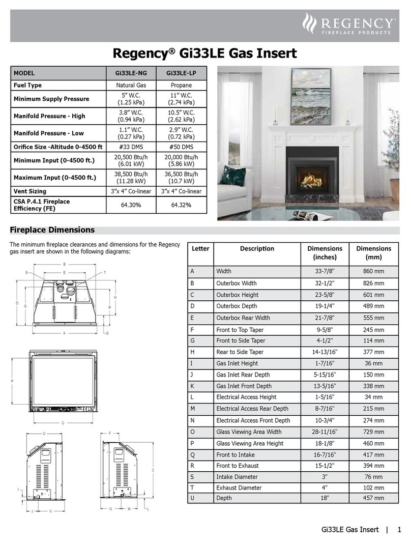 Regency Fireplace Products Gi33LE-NG manual Regency Fireplace Products Gi33LE-NG manual