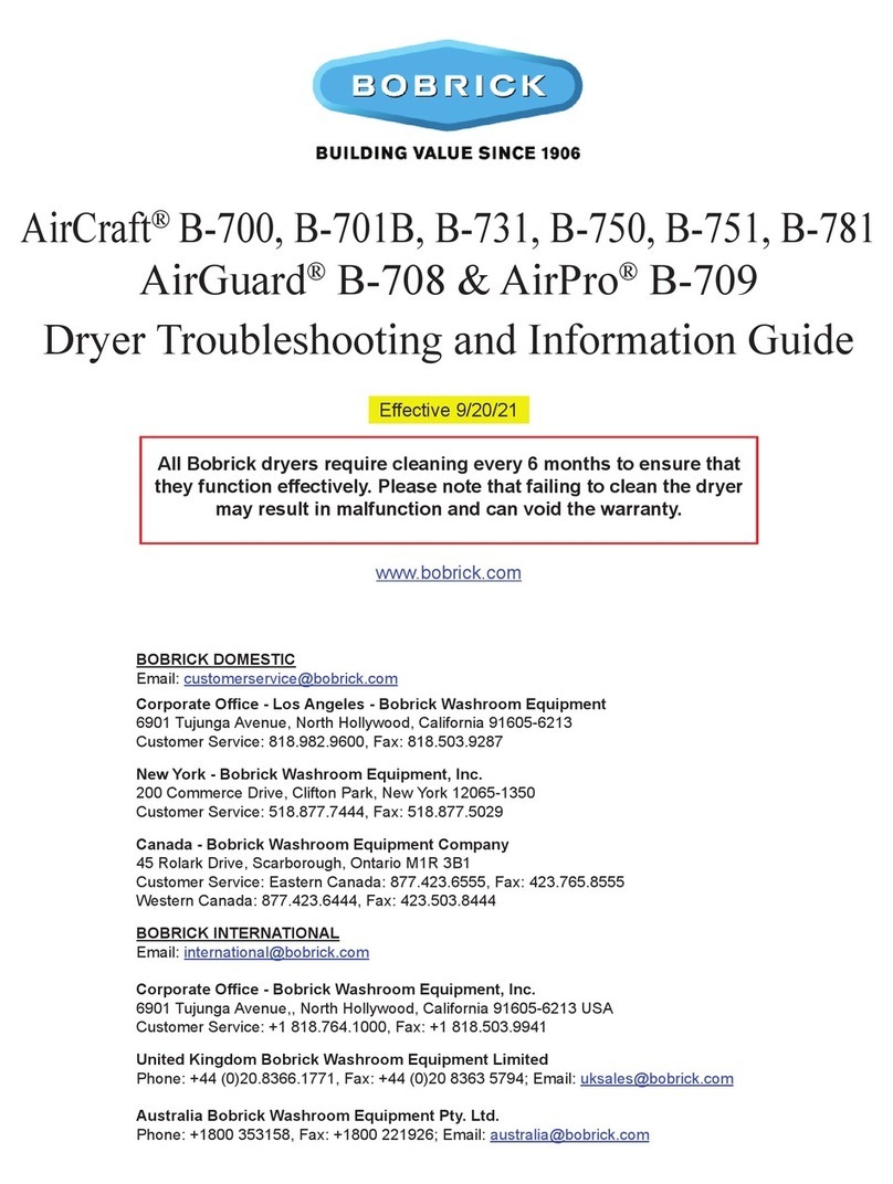 Bobrick AirCraft B-701B Owner's manual