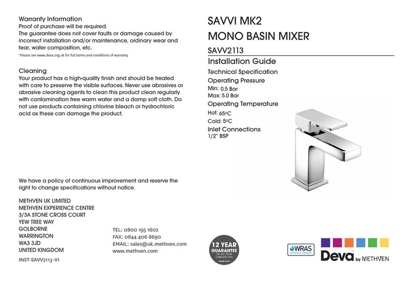 METHVEN DEVA SAVVI MK2 SAVV2113 installation guide