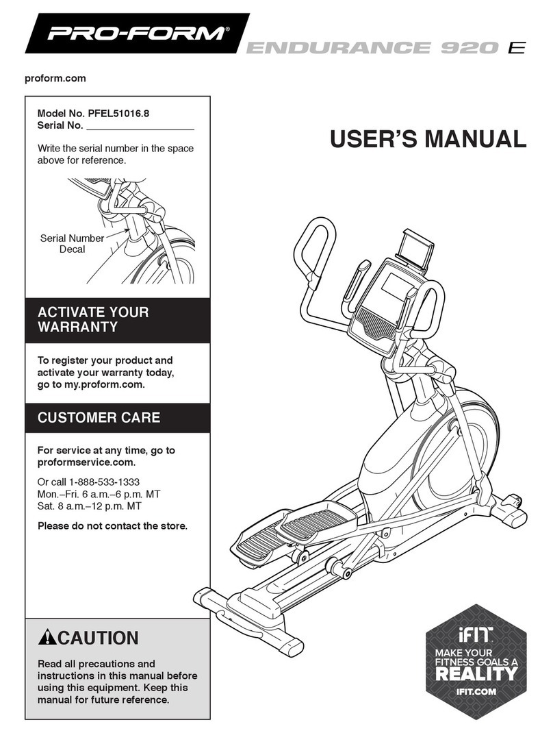 ICON PRO-FORM ENDURANCE 920 E User manual
