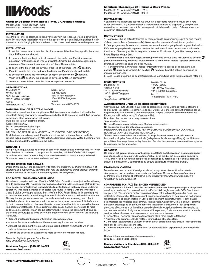 Woods 50123WD quick start guide Woods 50123WD quick start guide