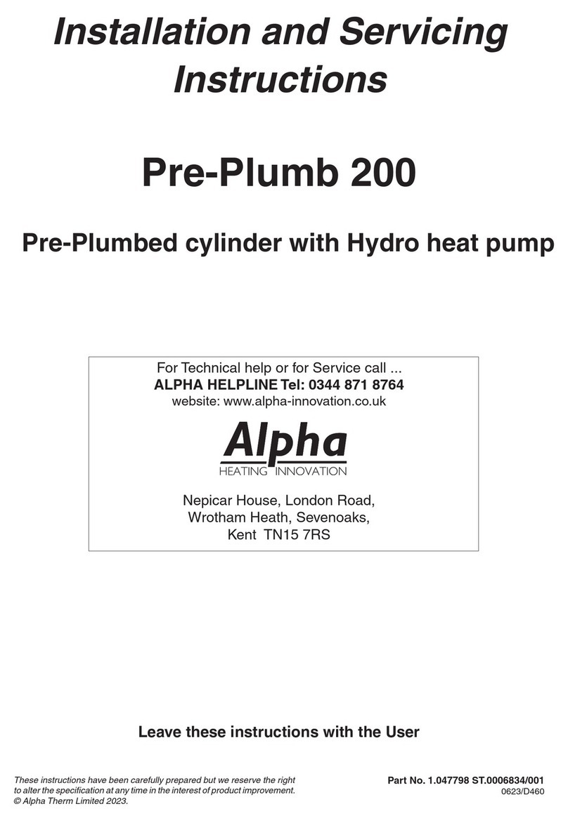 Alpha Pre-Plumb 20 Installation and servicing instruction