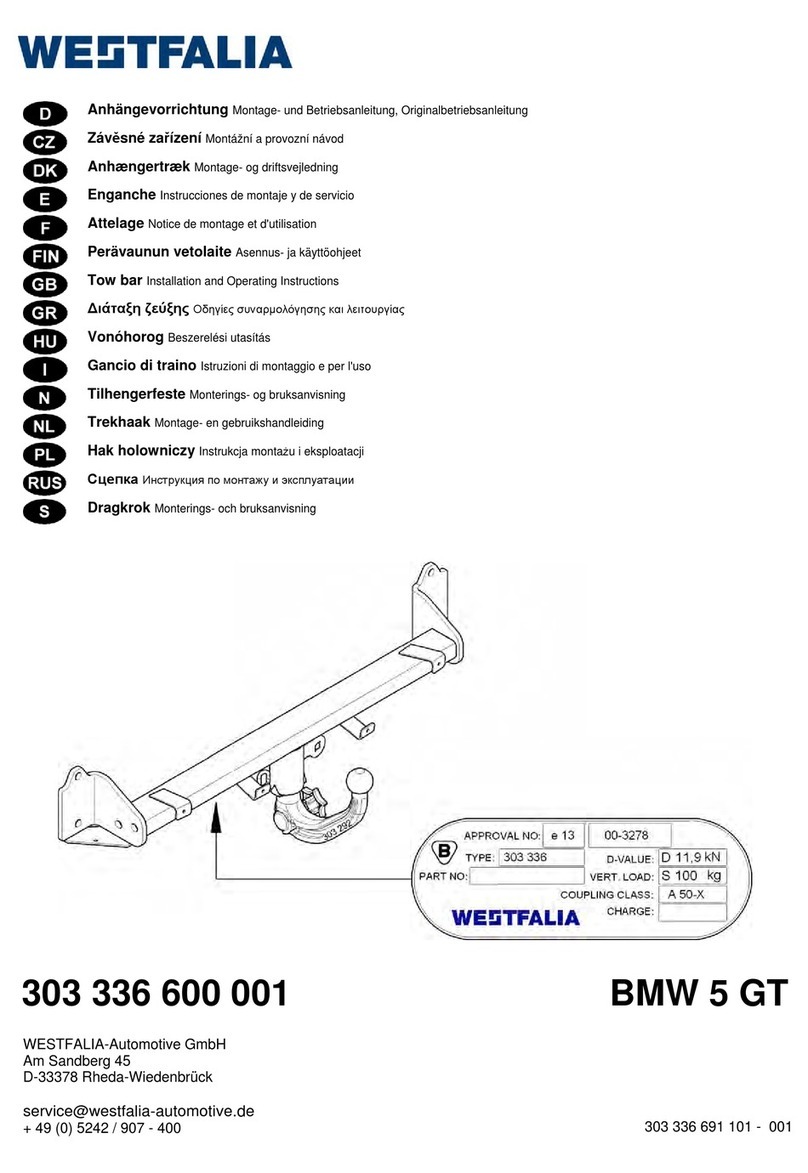 Westfalia BMW 5 GT Installation and operating instructions