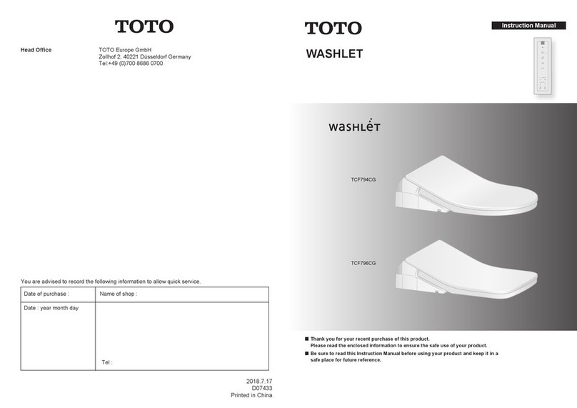 Toto WASHLET TCF794CG instruction manual Toto WASHLET TCF794CG instruction manual