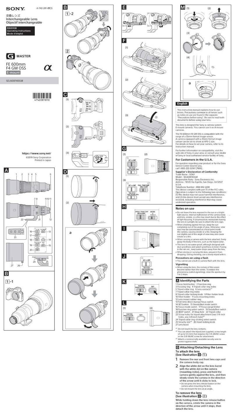 Sony FE 600mm F4 GM OSS operating instructions