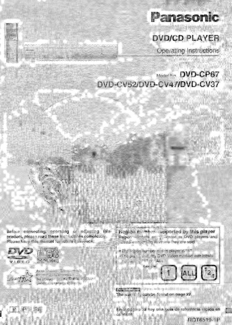 Panasonic DVDCP67 - DIG. VIDEO DISC PLAY User manual Panasonic DVDCP67 - DIG. VIDEO DISC PLAY User manual