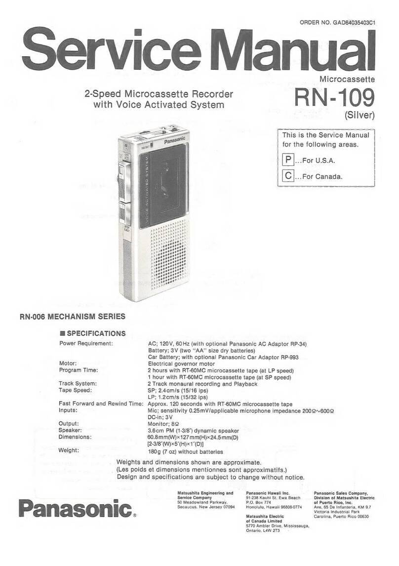 Panasonic RN-109 User manual