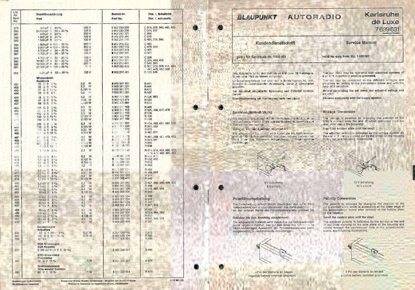 Blaupunkt Karlsruhe de Luxe Service manual