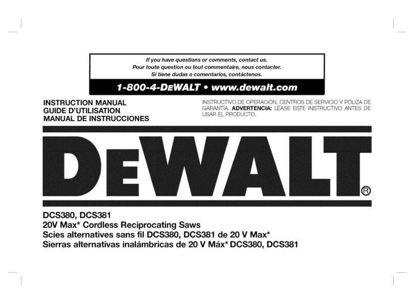 DeWalt XR Li-Ion DCS380 User manual