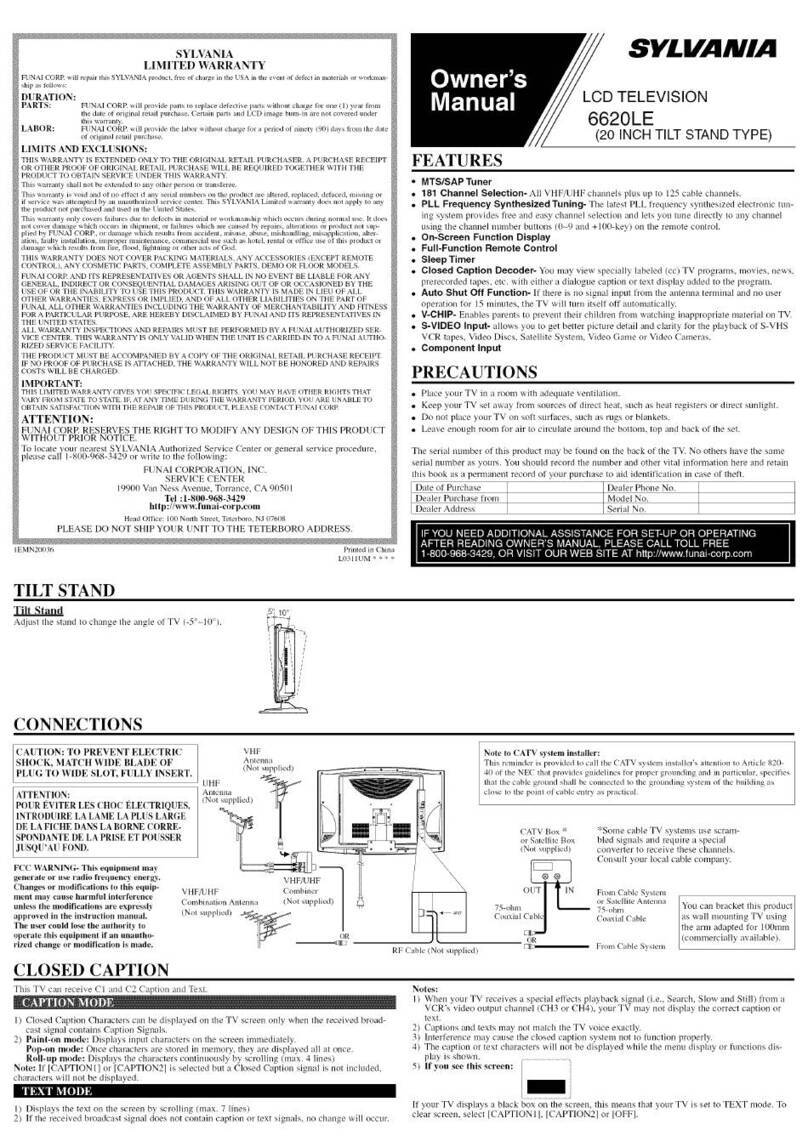 Sylvania 6620LE User manual