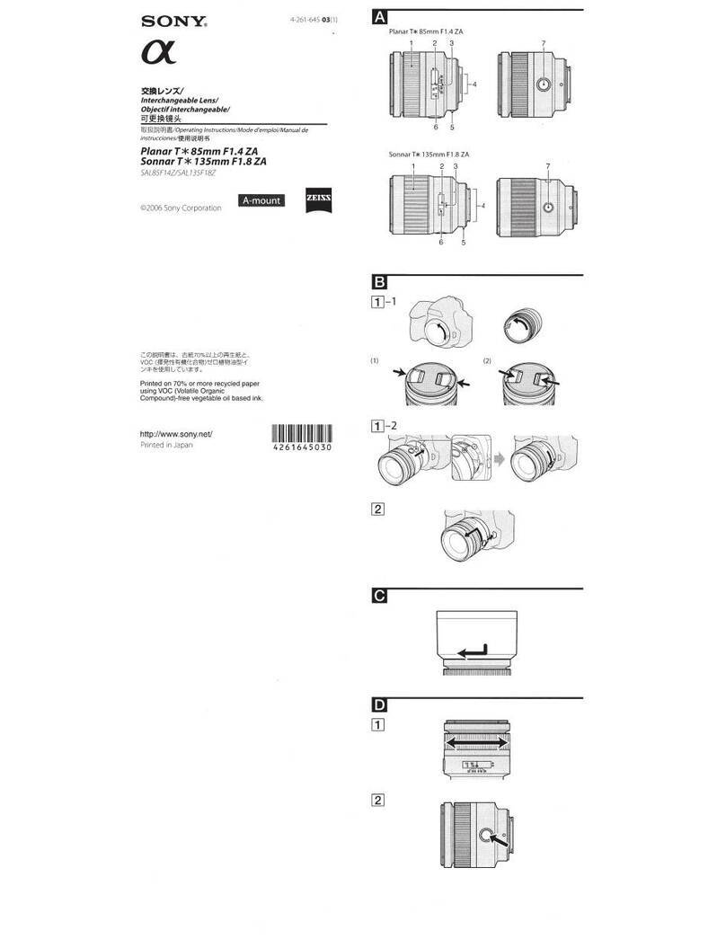 Sony Planar T BSmm F1.4 ZA operating instructions