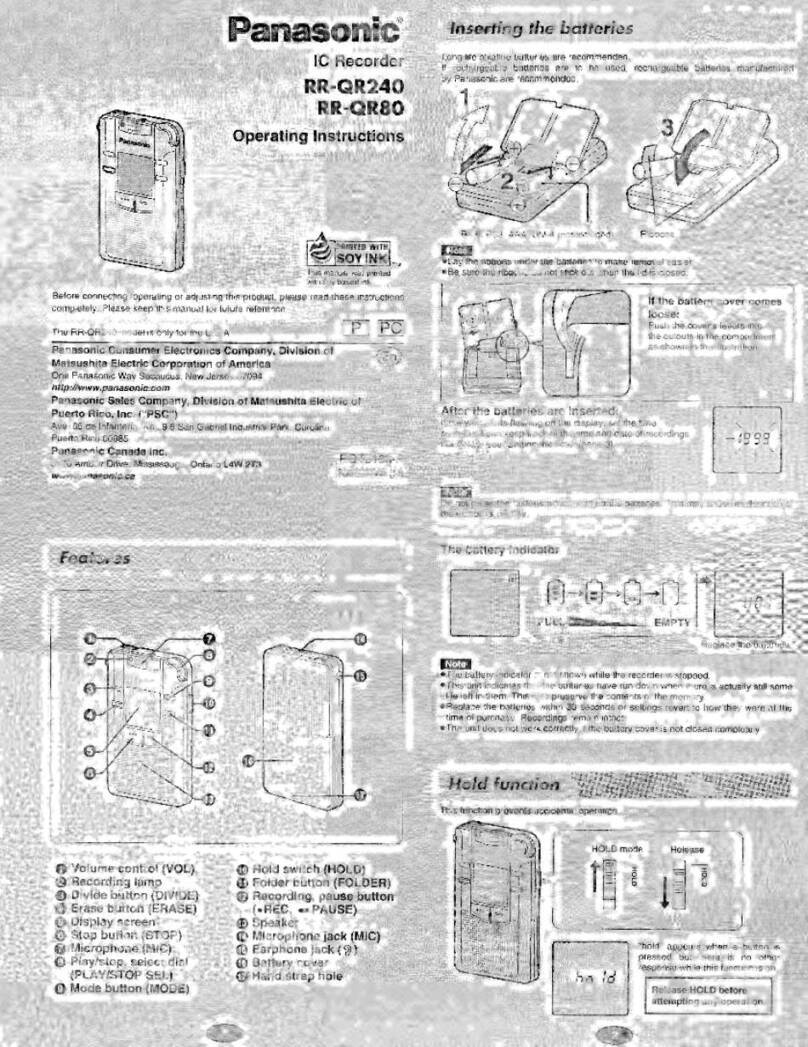 Panasonic RRQR240 - IC RECORDER User manual