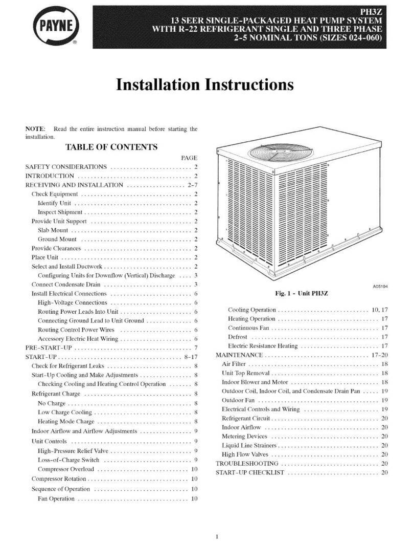 Payne PH3Z Series installation instructions Payne PH3Z Series installation instructions